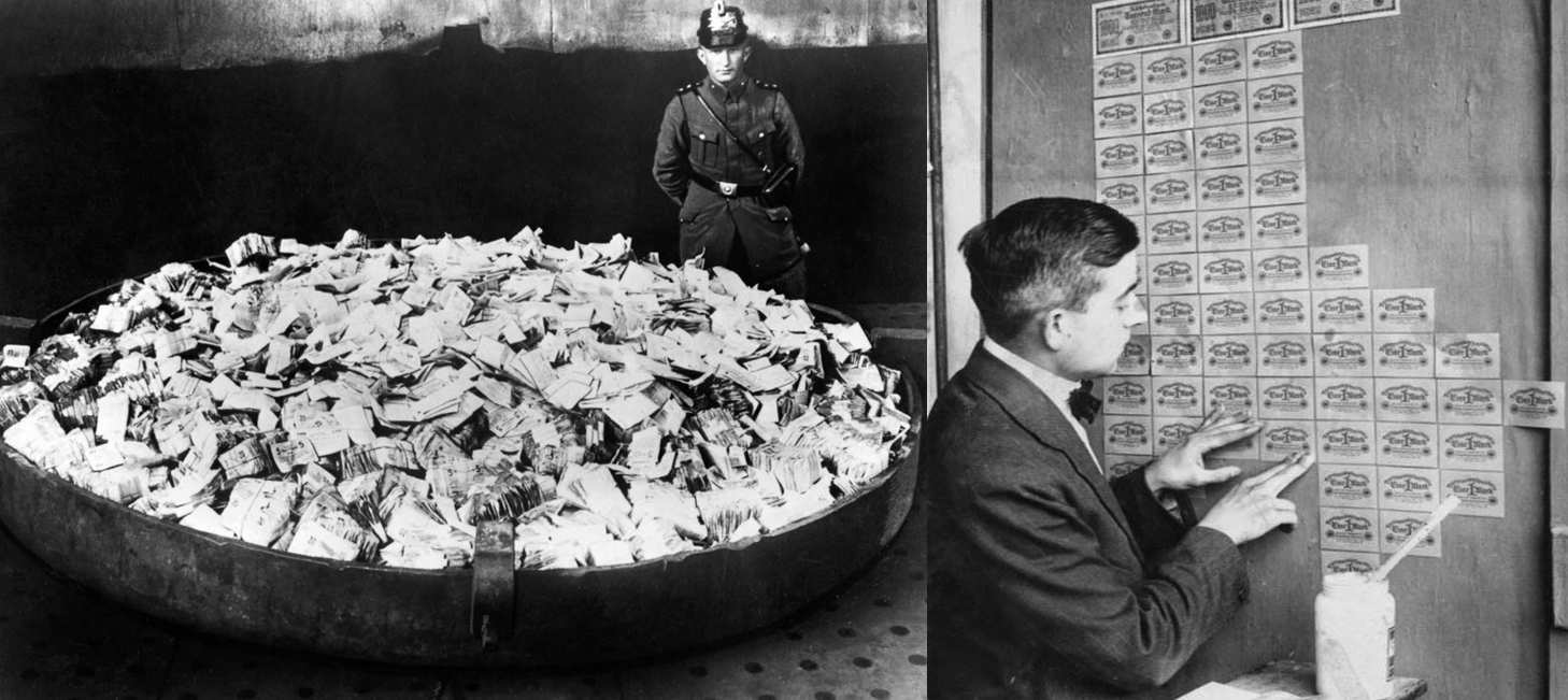 Germans burn money and use banknotes as wallpaper.